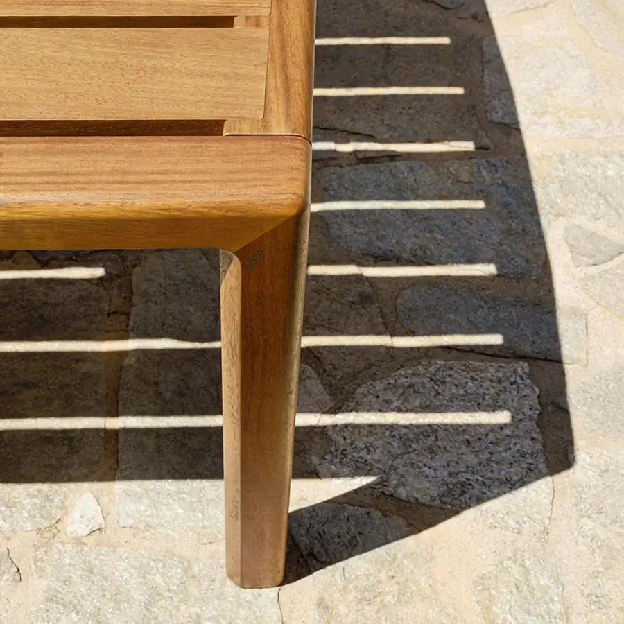 Superior Varaschin Gianna coffee table built in Iroko wood with a smooth satin finish