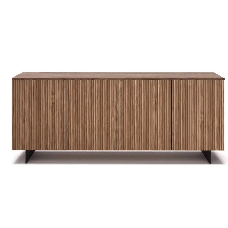 Distinguished Dallagnese Marlene sideboard crafted in medium brown solid wood with a satin finish and canneté front doors