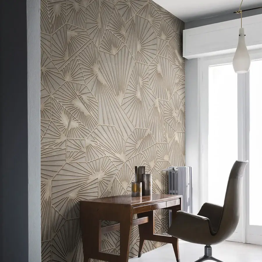 Distinguished LondonArt Intollerhandy wallpaper with a tessellated polygonal structure in neutral beige and matte finish
