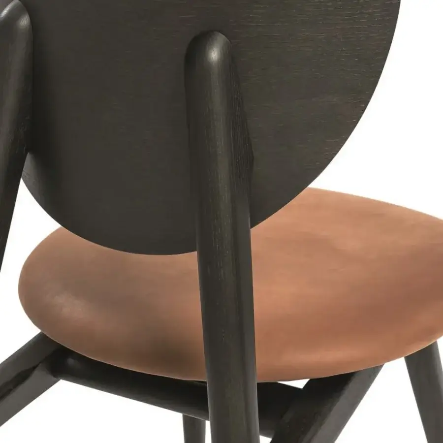 Distinguished Shake Fun chair with solid ash wood, premium leather upholstery, and charcoal gray matte finish