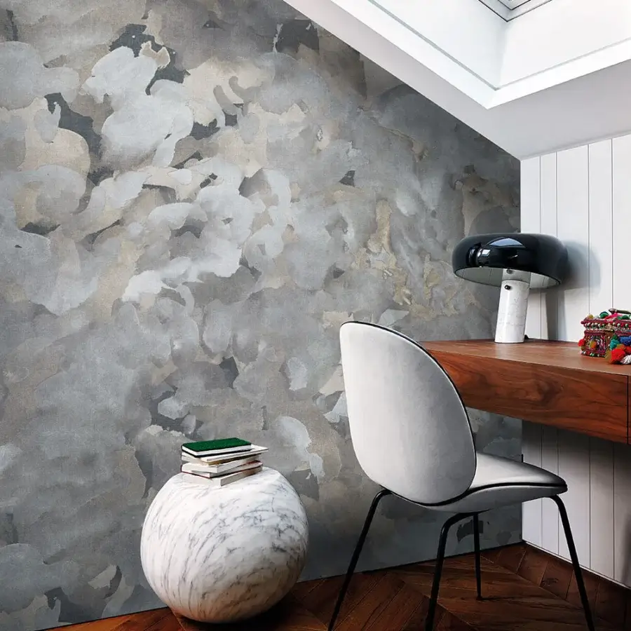 Distinguished LondonArt 404 Name Not Found wallpaper with blurred botanical silhouettes in muted gray tones and matte textured finish
