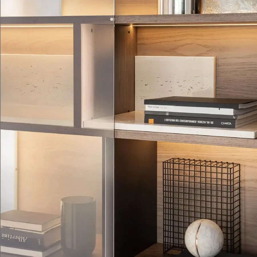 Elegant Shake Elle TV stand crafted from blockboard ash wood with a warm brown tone and satin finish