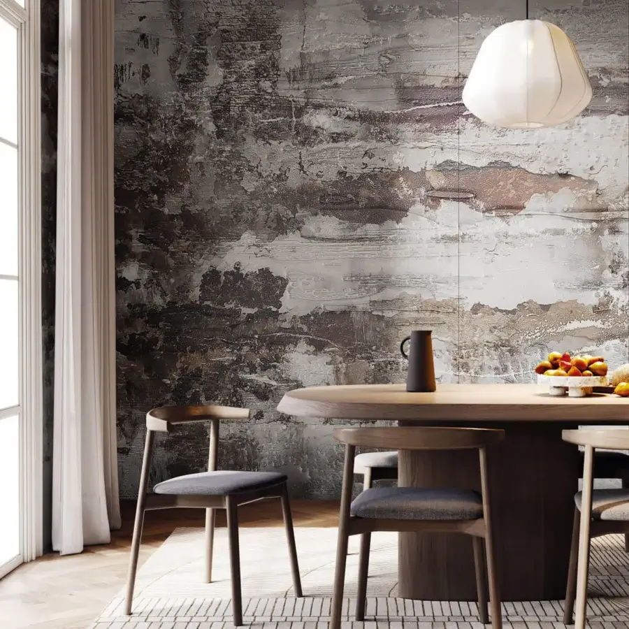 Exceptional LondonArt Inner Atlas wallpaper with dynamic gray and brown tones and a matte finish crafted with metallic pigments