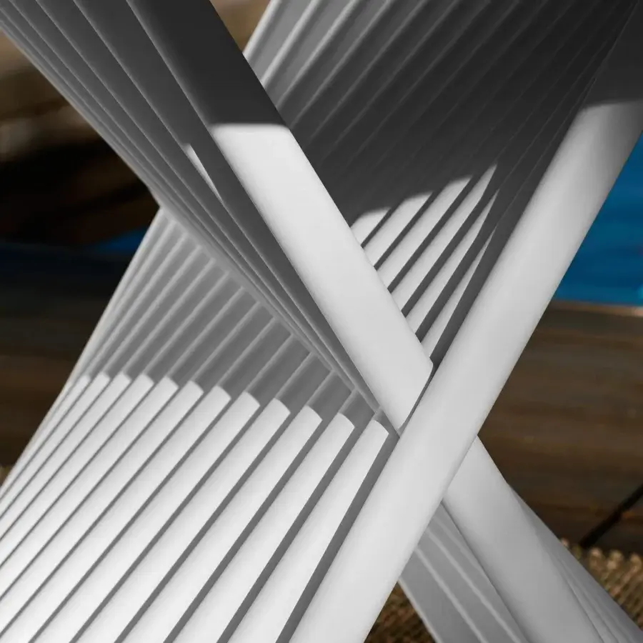 Elegant MY YOUR Push table with angular silhouette and integrated aluminum leg detail in matte white stoneware ceramic