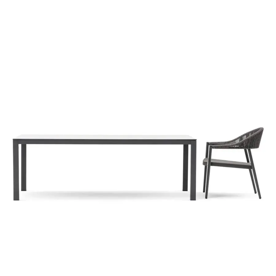 Exceptional Varaschin Victor low table with matte dark gray metal frame and tabletop crafted in Italy