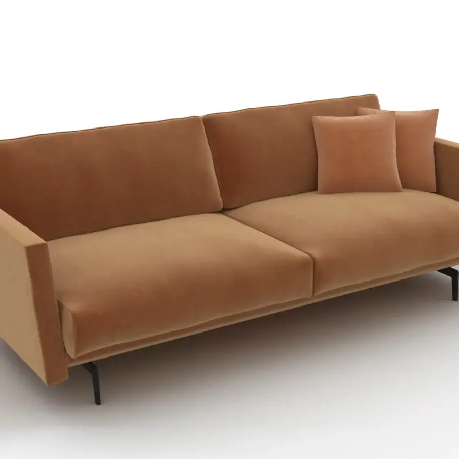 Captivating CTS Salotti Urban sofa upholstered in warm earthy brown textile with angled aluminum legs