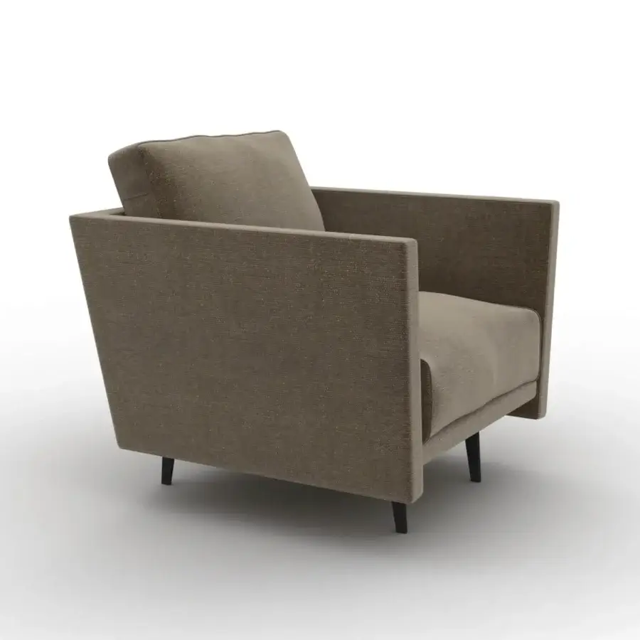 Elegant CTS Salotti Urban Lounge chair upholstered in textured olive-brown textile with sleek dark-toned aluminum feet