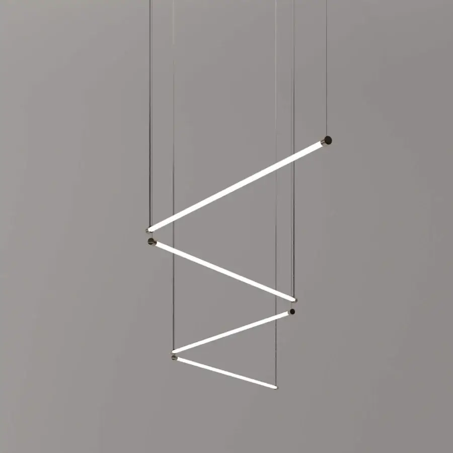Distinguished Stillux Line 10 suspension lamp with linear LED tubes crafted in metal with a matte finish creating a uniform glow