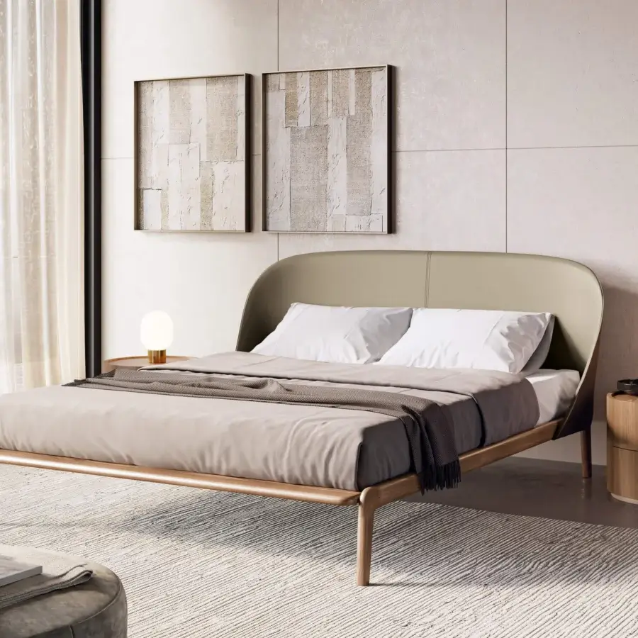 Distinguished Dallagnese Ronda nightstand crafted in warm wood with a satin finish and gently protruding top concealing a push-to-open drawer