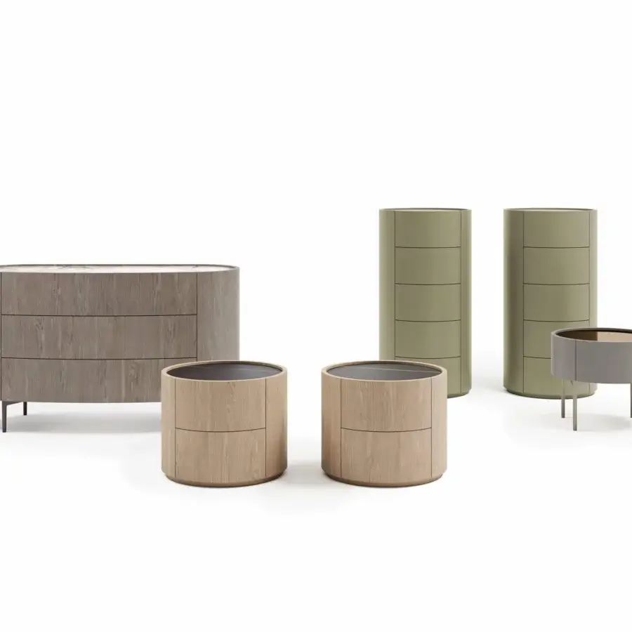 Distinguished Dallagnese Ronda nightstand crafted in wood with a matte finish and gently curved drawer fronts