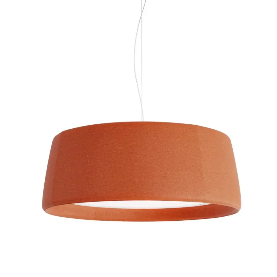 Exceptional Modo Luce Milleluci suspension lamp in reddish-brown textured velvet with opal plex diffuser crafted in Italy