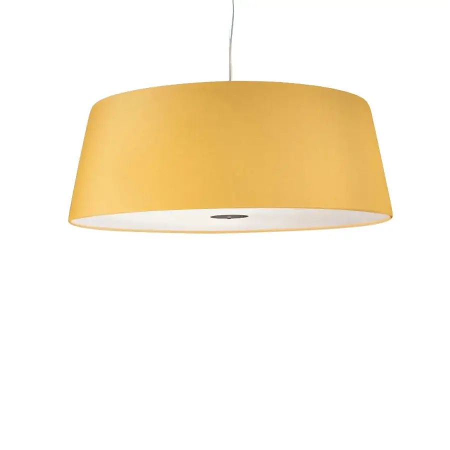 Lavish Modo Luce Milleluci suspension lamp in warm yellow velvet with opal plex diffuser and matte finish