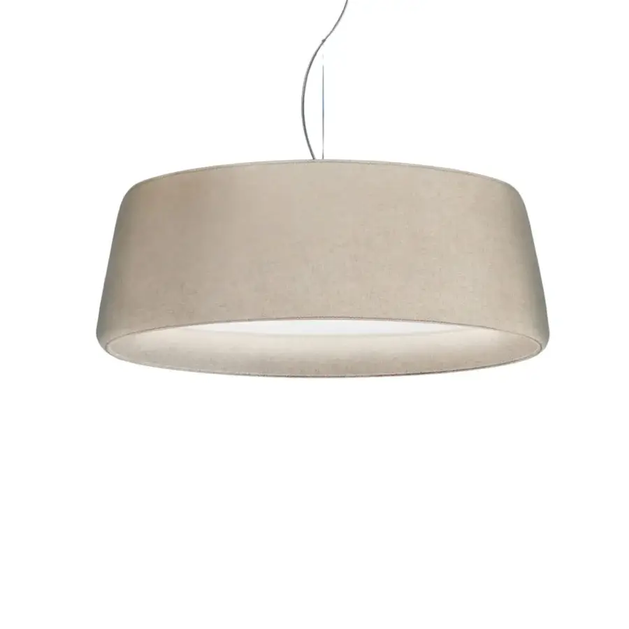 Superior Modo Luce Milleluci suspension lamp in neutral beige fabric with opal plex diffuser crafted for elegant illumination