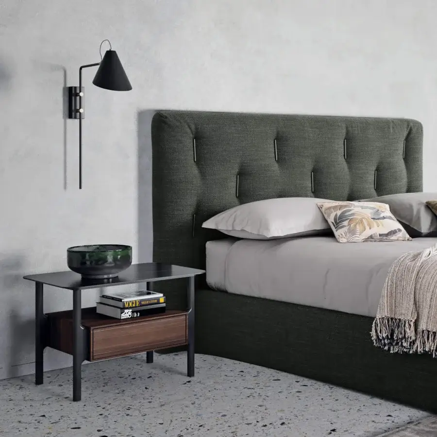 Distinguished Dallagnese Tepu nightstand crafted with softly shaped solid ash wood and dark gray metal body