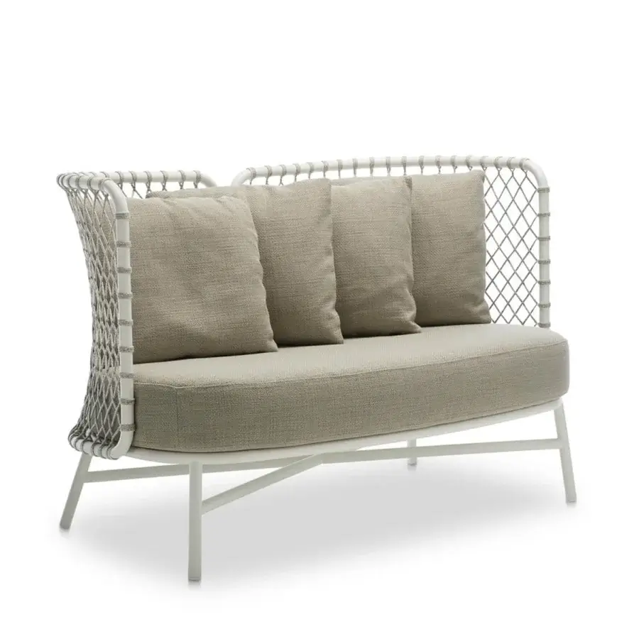 Superior Roberti Rattan Charme sofa crafted with neutral beige textile and powder-coated 304 steel structure