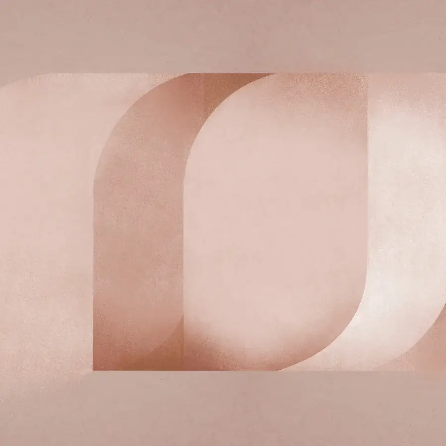 Elegant Wall&Decò Horus wallpaper with layered abstract forms in muted rose tone and d.SW finish