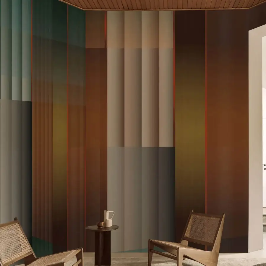 Superior Wall&Decò Parallel Tinct wallpaper in muted earth tones with a d.TW d.ecodura™ Texture Wallpaper finish