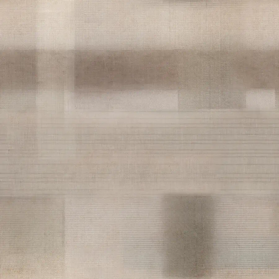 Exceptional Wall&Decò Sussurro wallpaper with fabric-effect finish in muted beige and cream tones creates layered rectangular blocks