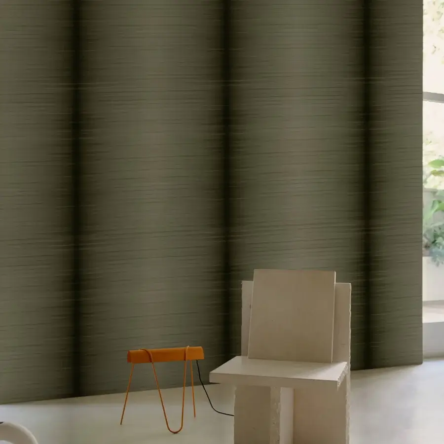 Superior Wall&Decò Timeless Simplicity wallpaper with tonal gradient in muted olive green and d.TW d.ecodura™ texture