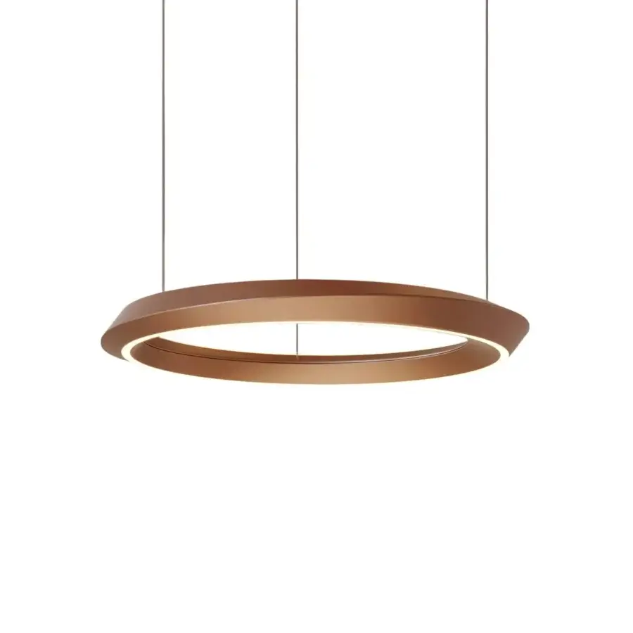 Superior Lodes Tidal suspension lamp crafted in metal with a satin finish and warm muted copper tone