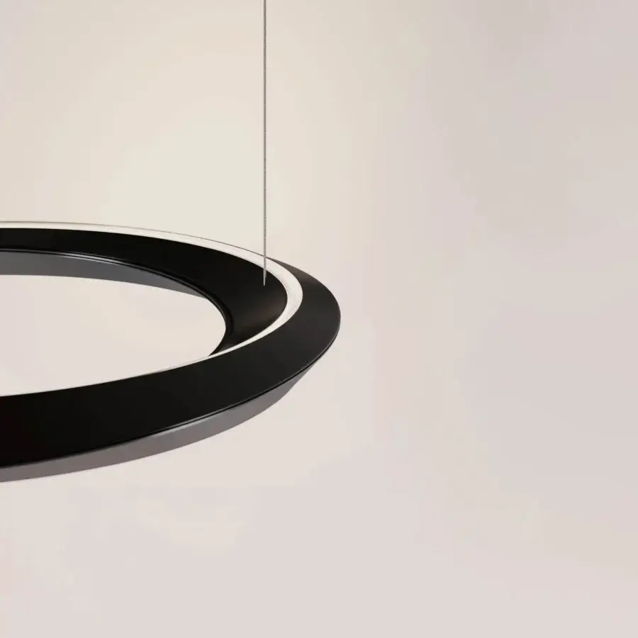 Elegant Lodes Tidal suspension lamp crafted in dark matte metal with a subtle silver inner edge