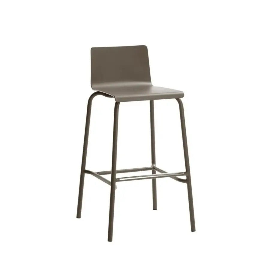 Elegant Roberti Rattan Samba Rio stool with aluminum frame and seat in a grayish-brown finish for contemporary settings