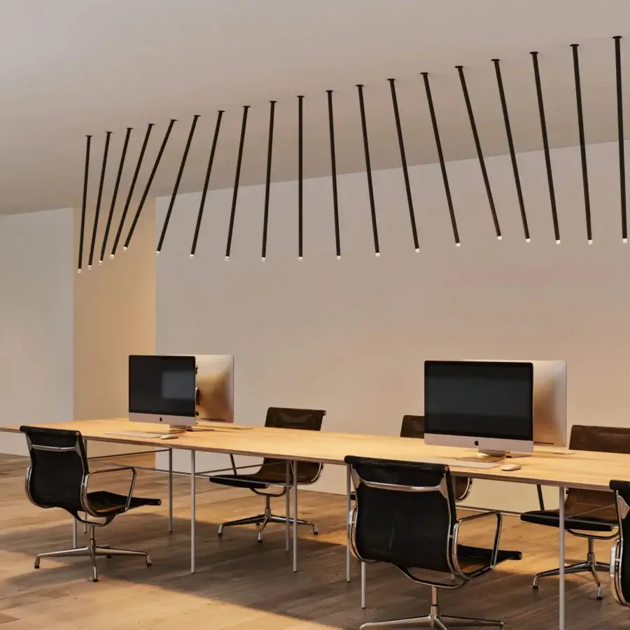 Superior Lodes A-Tube Nano Swing ceiling lamp crafted in metal with a matte black finish
