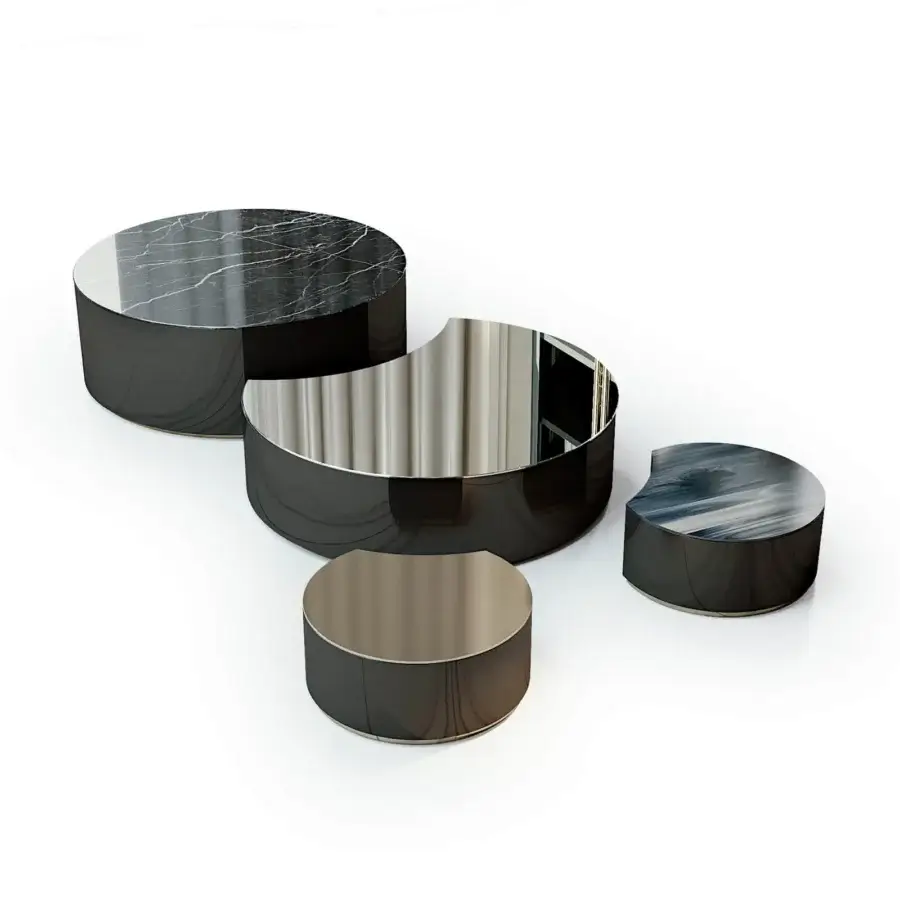Distinguished Bizzotto Italia Ikat coffee table with ceramic marble-effect tabletop and glossy dark base crafted in Italian design