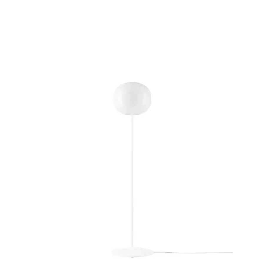 Exclusive Lodes Volum floor lamp with rounded organic form and glossy white blown glass construction