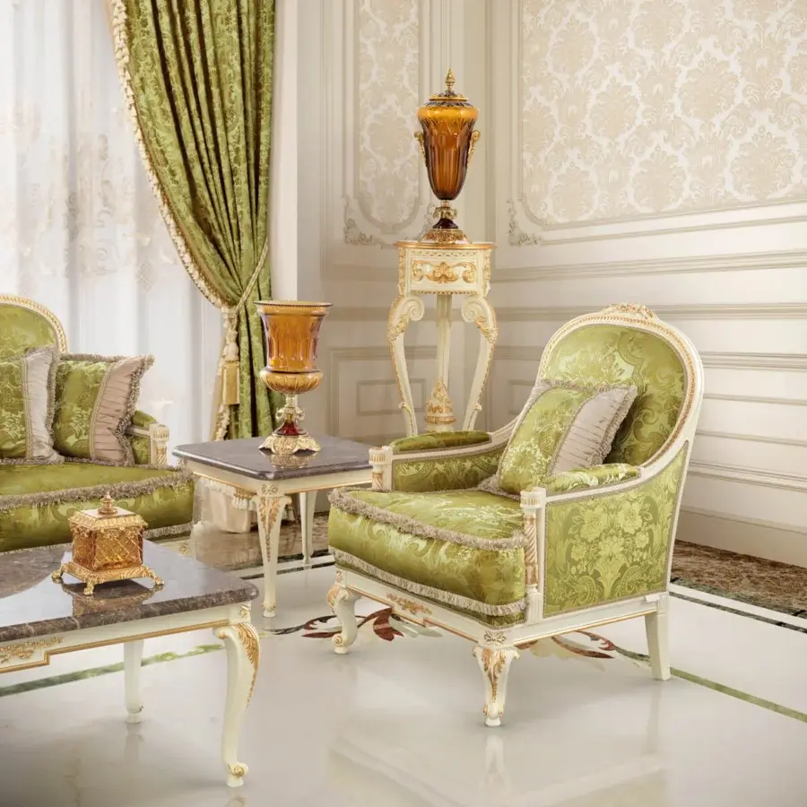 Distinguished Modenese Rubino Delight vase stand crafted in cream-colored wood with exquisite gilded detailing and ornate floral carvings
