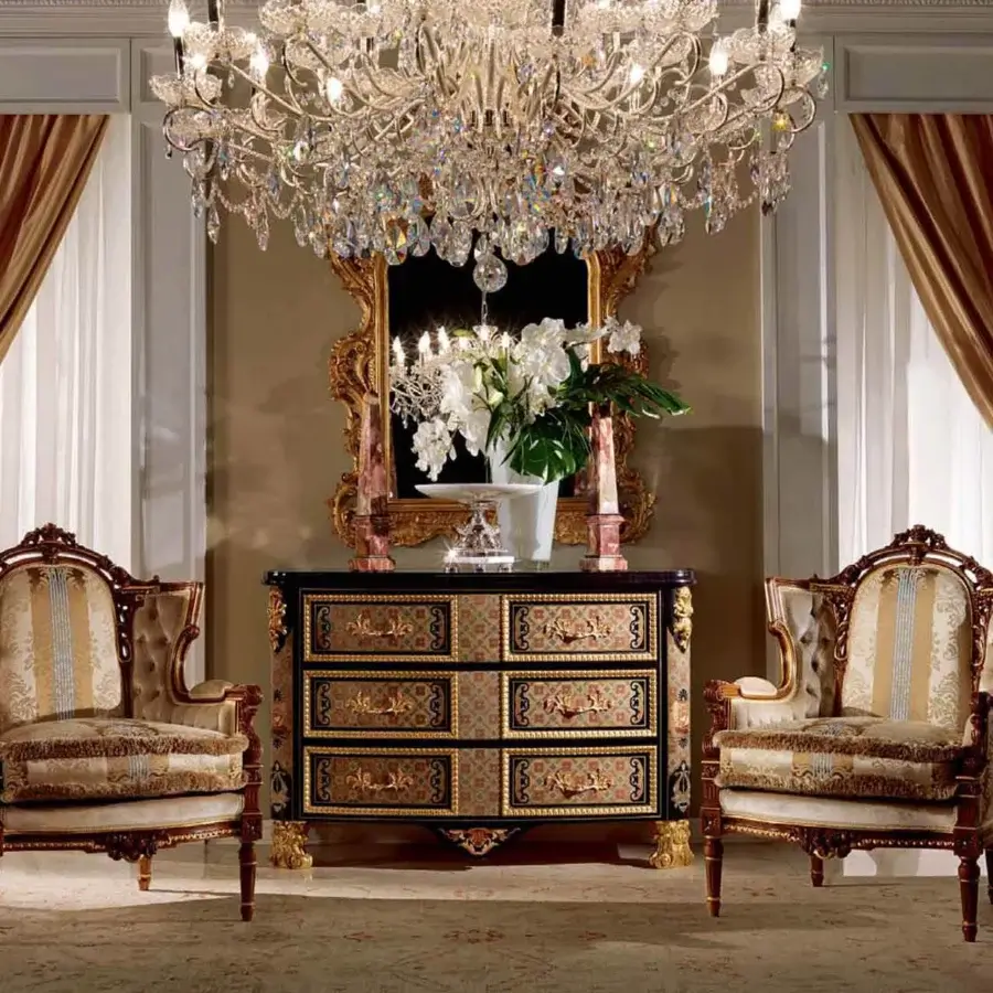 Distinguished Zanaboni W020 sideboard crafted in glossy ebony with inlaid floral patterns and golden elements