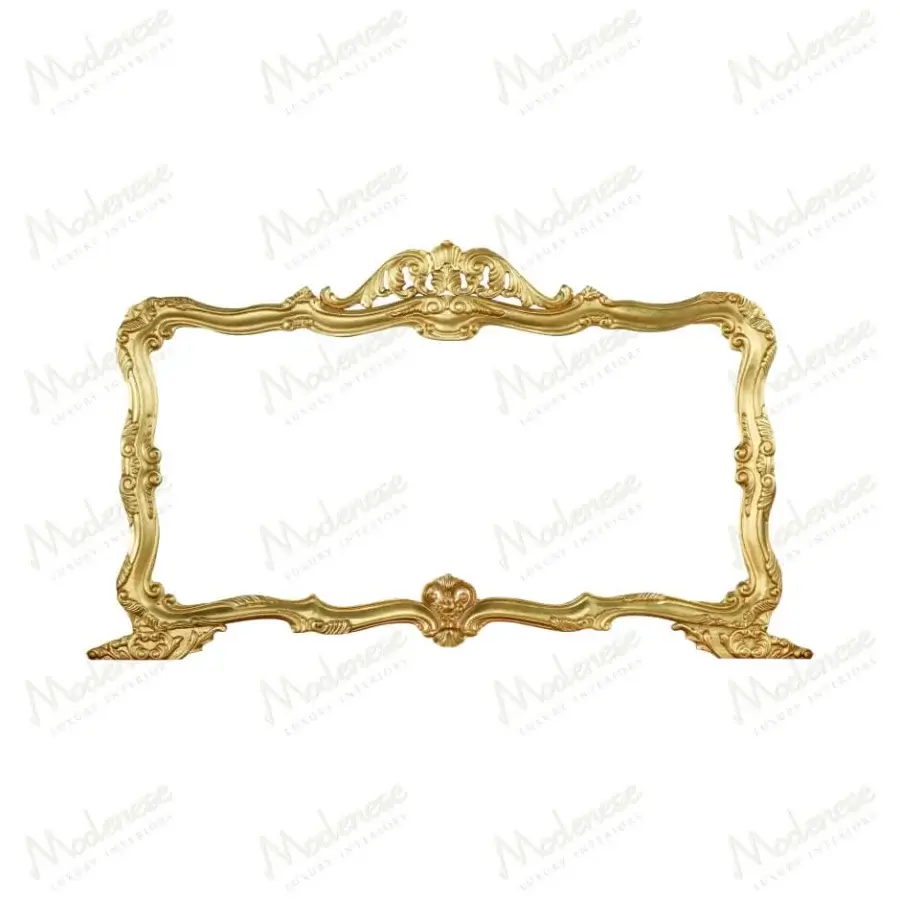Exquisite Modenese Royal Blend mirror crafted in Italy with floral motifs and glossy golden wooden frame