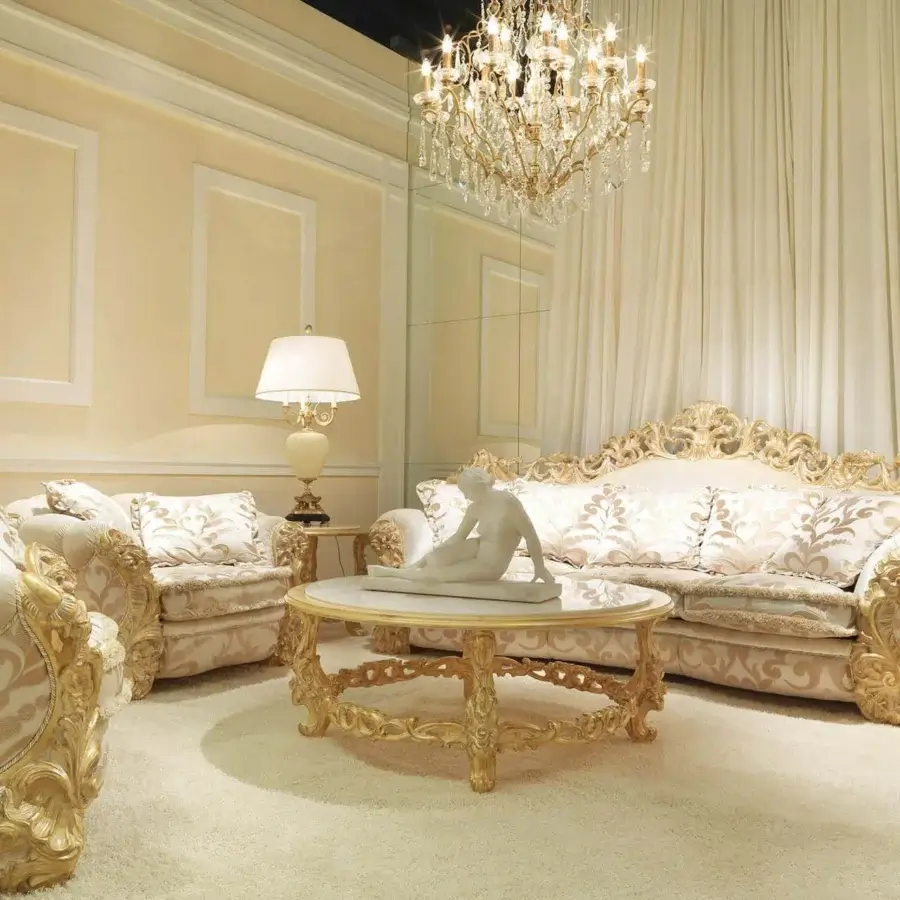 Distinguished Zanaboni Renoir Lounge Chair armchair with cream damask upholstery and glossy gold tone carvings embodies traditional craftsmanship