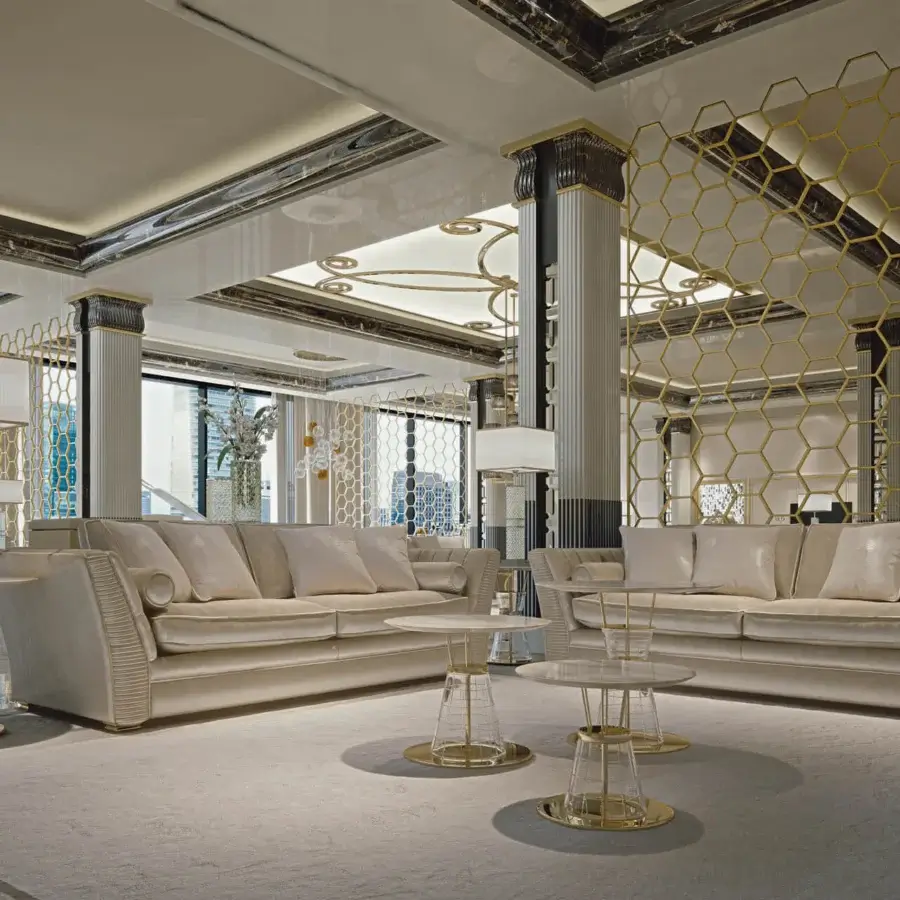 Distinguished Zanaboni Amalfi sofa with neutral beige woven textile and glossy dark-toned wood accents
