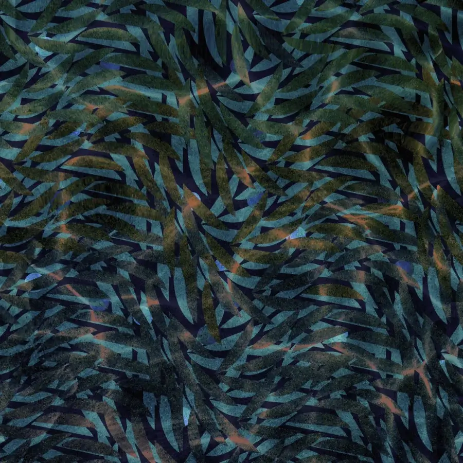 Exceptional Wall&Decò Underwater wallpaper with aquatic foliage in teal, dark green, and brown hues with matte finish