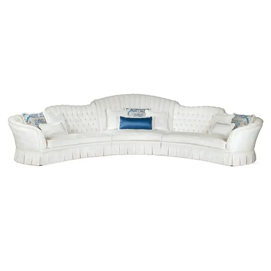 Superior Zanaboni Madison sofa with off-white capitonné upholstery, light-toned cushions and skilled button-tufted detailing