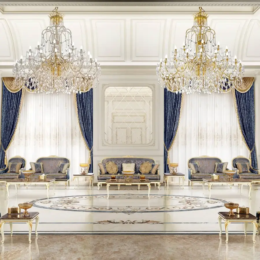 Superior Modenese Midnight Moon sideboard crafted in Italy with white structure, gold leaf detailing and marble top