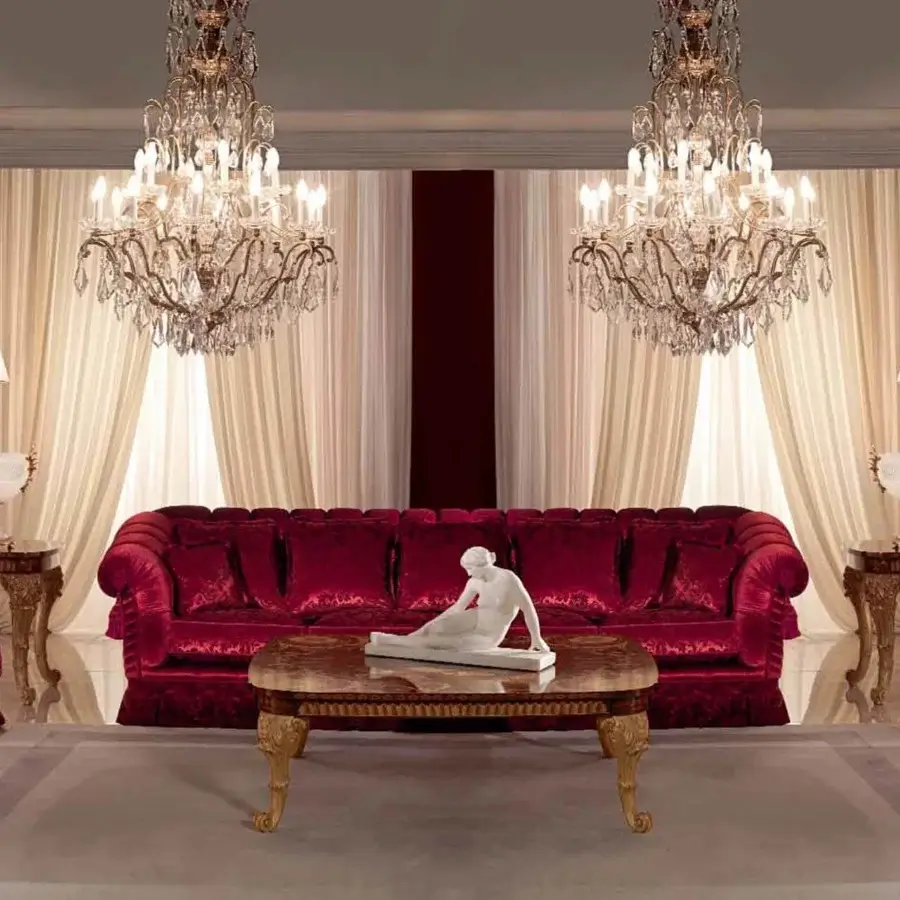 Elegant Zanaboni Ricordi sofa with richly textured deep red velvet upholstery and glossy finish