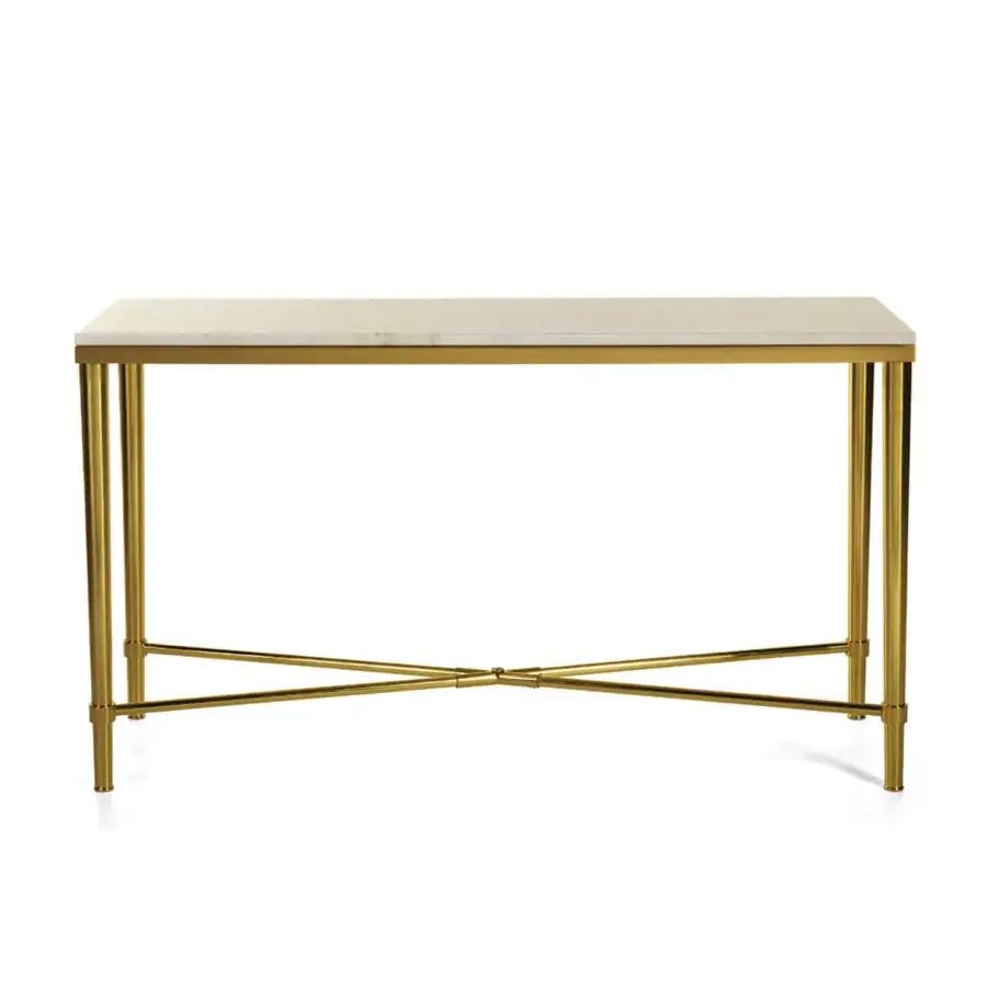 Superior Zanaboni T108 console with striking marble top and refined golden metal base crafted with polished surfaces
