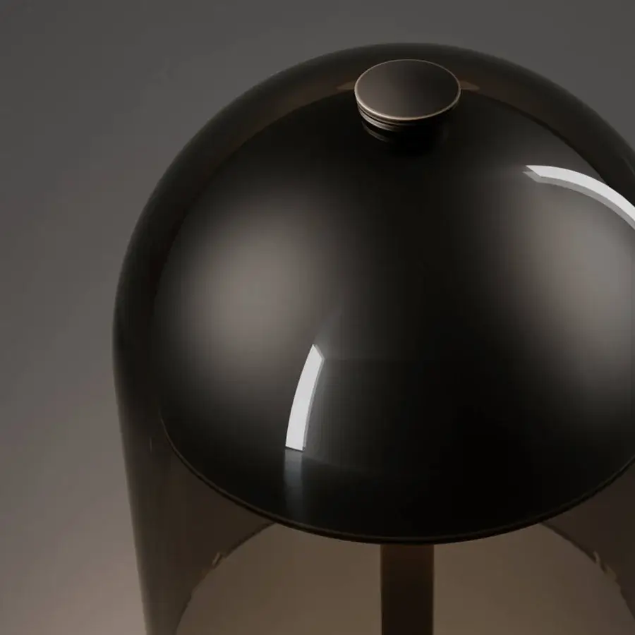 Distinguished VENICEM Doma lamp with sculpted Murano glass shade and glossy smoky gray metal base