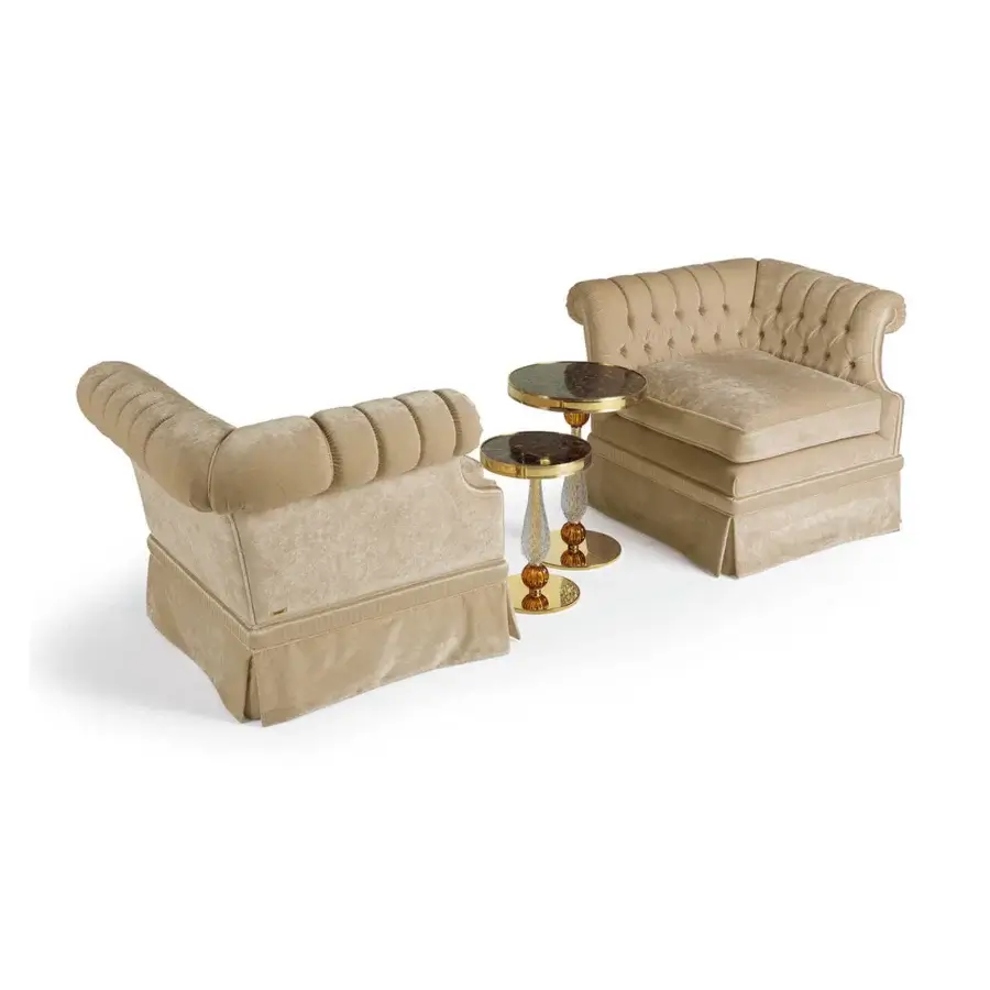 Exceptional Zanaboni T130 side table set with tiger’s eye stone tops and sculpted crystal bases in radiant 24K gold finish
