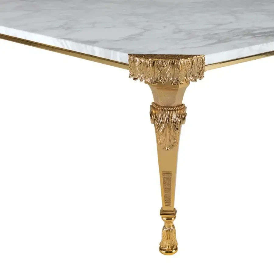 Superior Zanaboni T181/C coffee table with white marble tabletop and gleaming brass base crafted in floral motifs