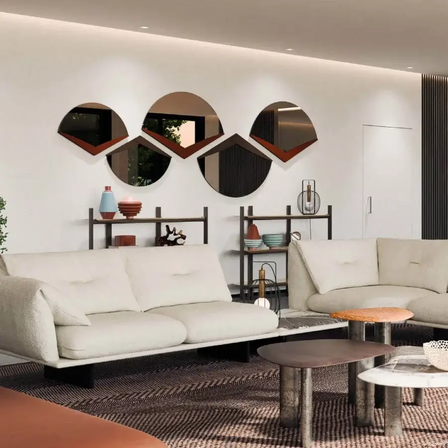 Distinguished Borzalino Petra console crafted with warm brown wood and matte finish embodies a balanced architectural form