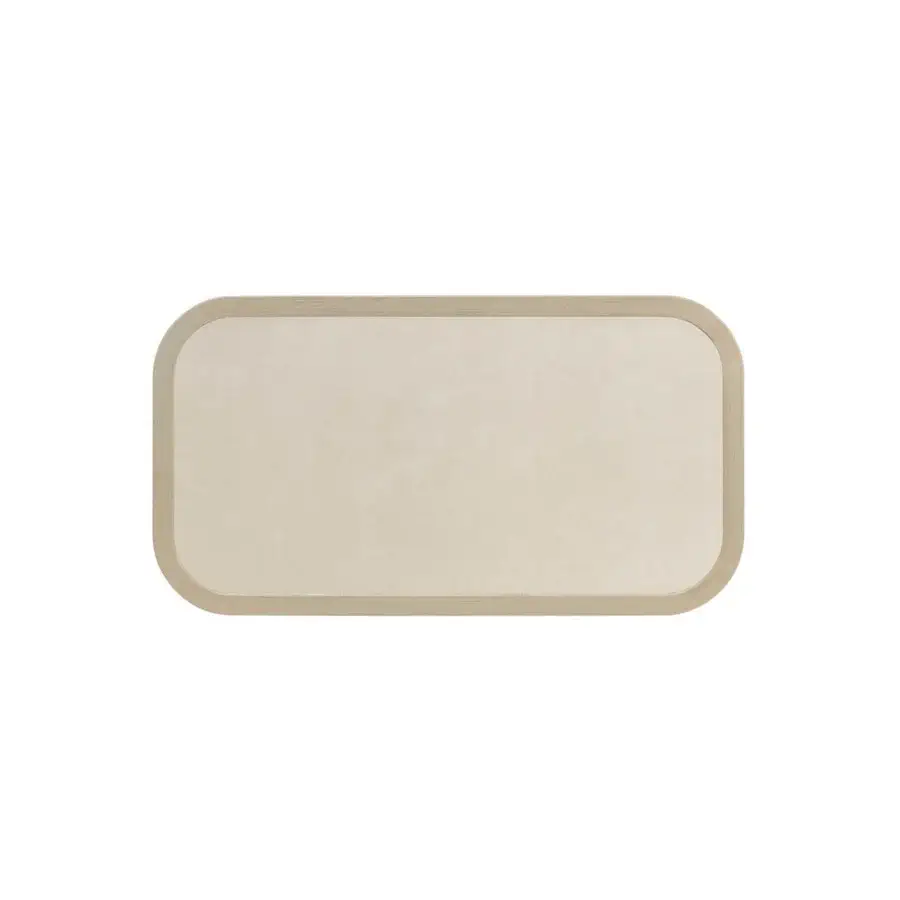 Exceptional Ethimo Grand Life coffee table crafted in Italy with warm wood and a smooth central panel in light beige