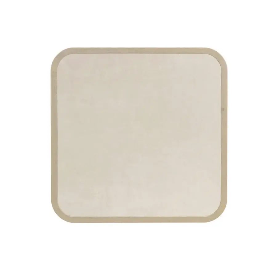 Exceptional Ethimo Grand Life coffee table with a light beige stone-like surface and satin-finish neutral wood frame crafted in Italy