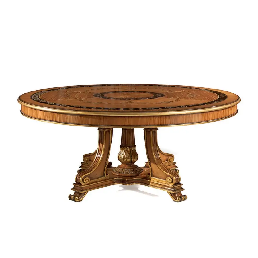 Distinguished Zanaboni T/5140-180 table crafted in citronnier wood and rich ebony with glossy inlaid detailing and a carved pedestal base