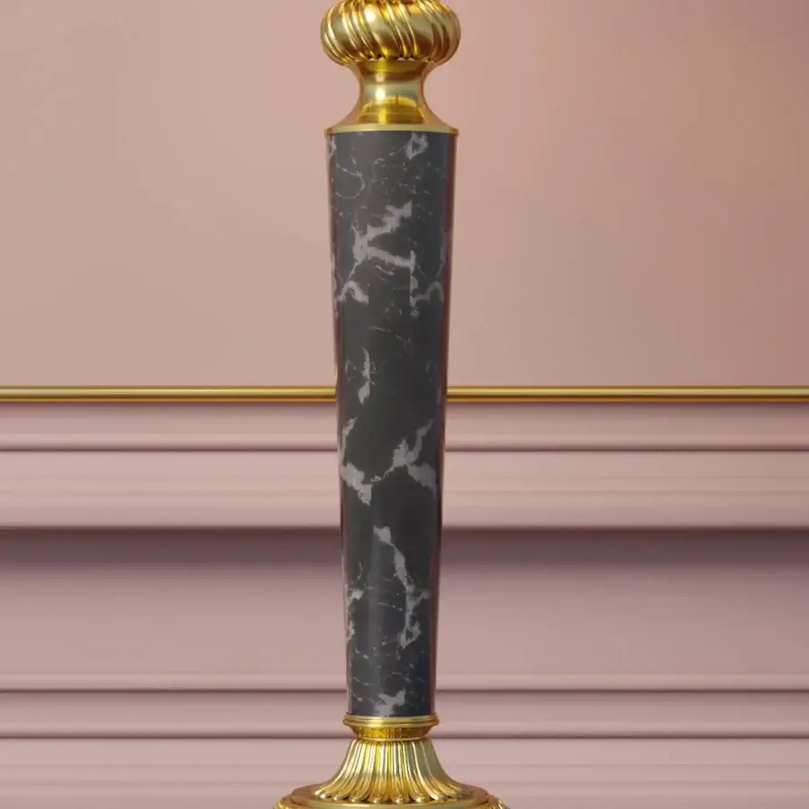 Distinguished Laudarte Diana table lamp crafted in bronze with a stunning 24K ancient gold plated finish and genuine marble column