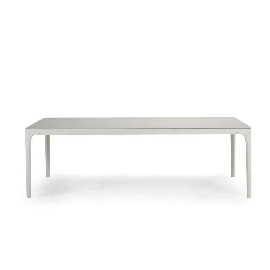Exceptional Ethimo Play table crafted in light gray synthetic material with a matte finish and harmonious architecture