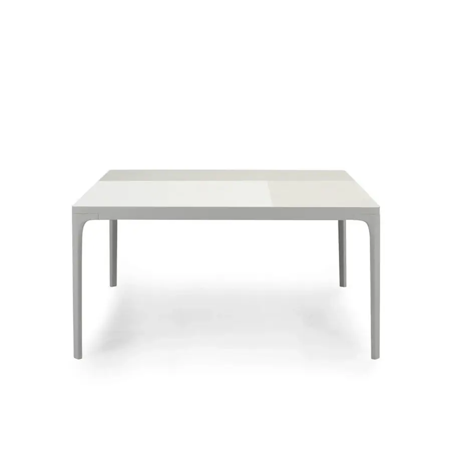 Elegant Ethimo Play table crafted in neutral gray synthetic material with a smooth matte surface