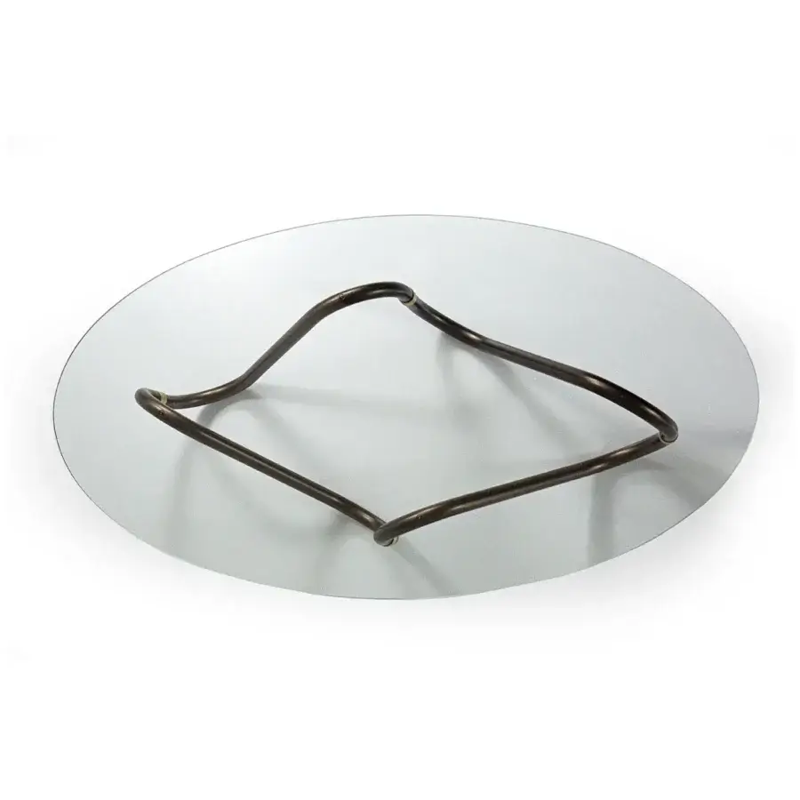 Distinguished Borzalino Flow coffee table with transparent glass top and sinuous dark bronze-toned metal base crafted in Italy with matte finish